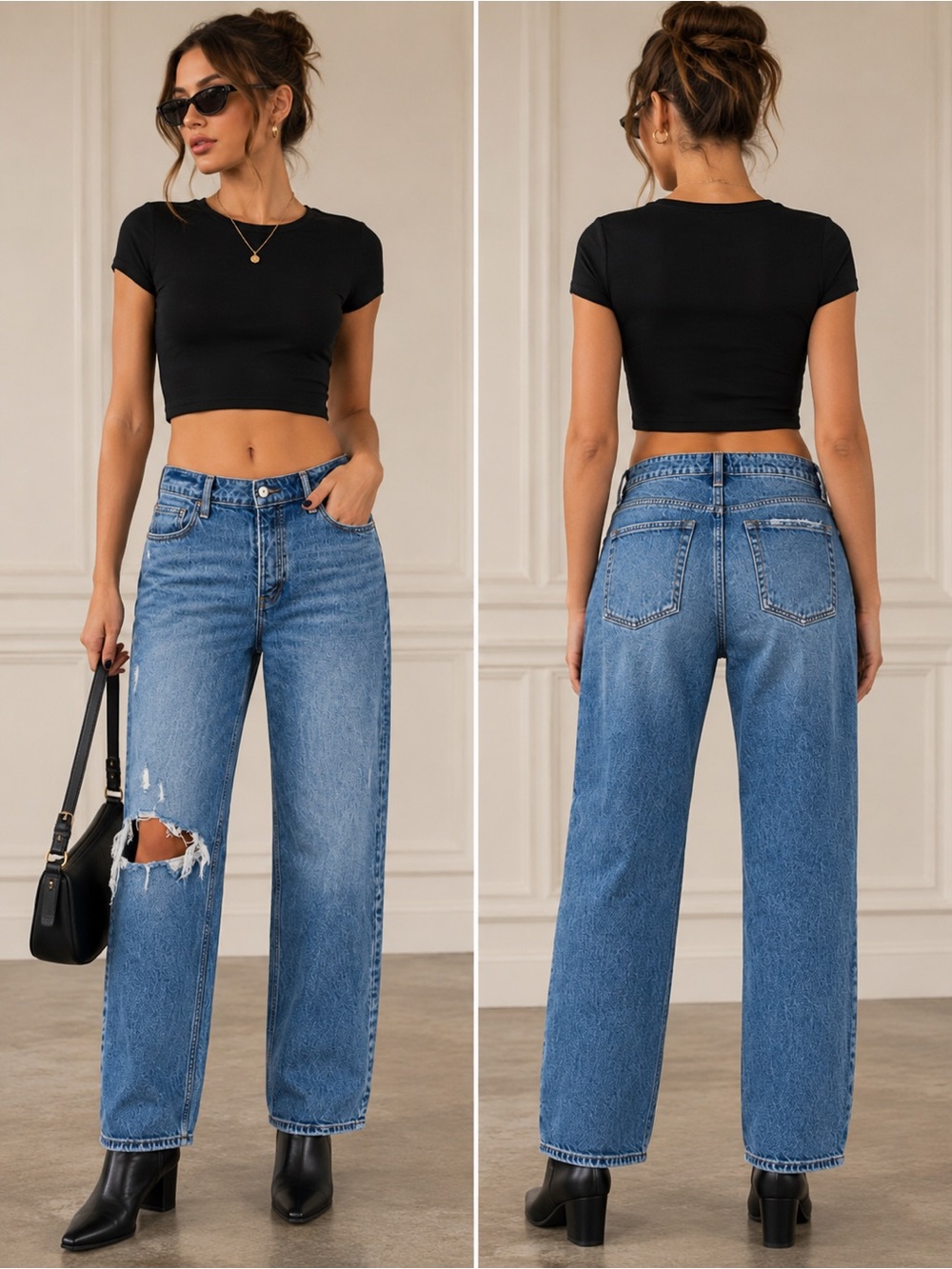 Abercrombie & Fitch Dad Jeans Petite Distressed Light Wash
